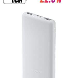 بنك الطاقة شيومي لايت، شحن سريع 22.5 واط، منفذ USB-C و2 منفذ USB - رمادي فاتح