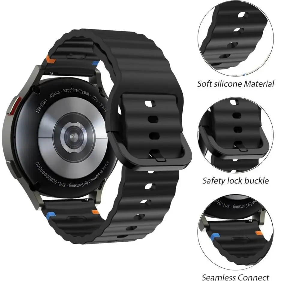 18mm Silicone Wave Band Replacement Strap for Huawei Watch GT 6/5/4 41mm, GT 5 Pro 42mm - 18 mm Sports Wristband for Garmin Venu 4 41mm/3S/2S, Forerunner 265S/255S, vivoactive...