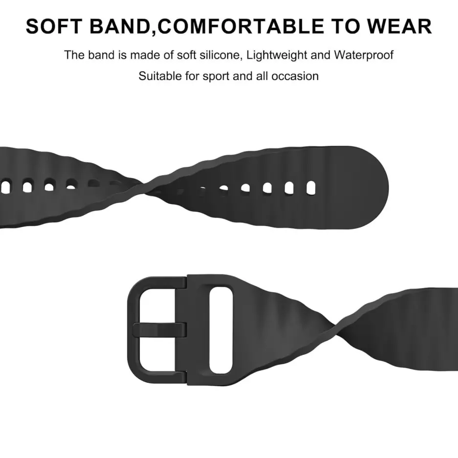 18mm Silicone Wave Band Replacement Strap for Huawei Watch GT 6/5/4 41mm, GT 5 Pro 42mm - 18 mm Sports Wristband for Garmin Venu 4 41mm/3S/2S, Forerunner 265S/255S, vivoactive...