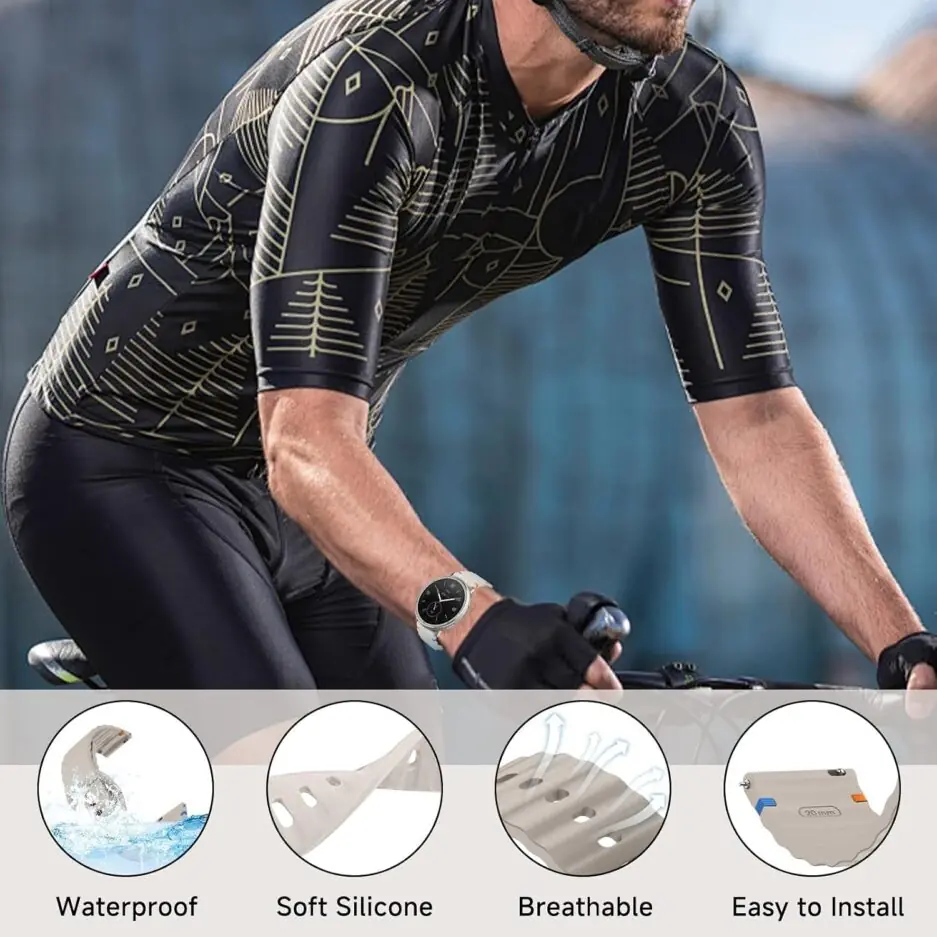 18mm Silicone Wave Band Replacement Strap for Huawei Watch GT 6/5/4 41mm, GT 5 Pro 42mm - 18 mm Sports Wristband for Garmin Venu 4 41mm/3S/2S, Forerunner 265S/255S, vivoactive...