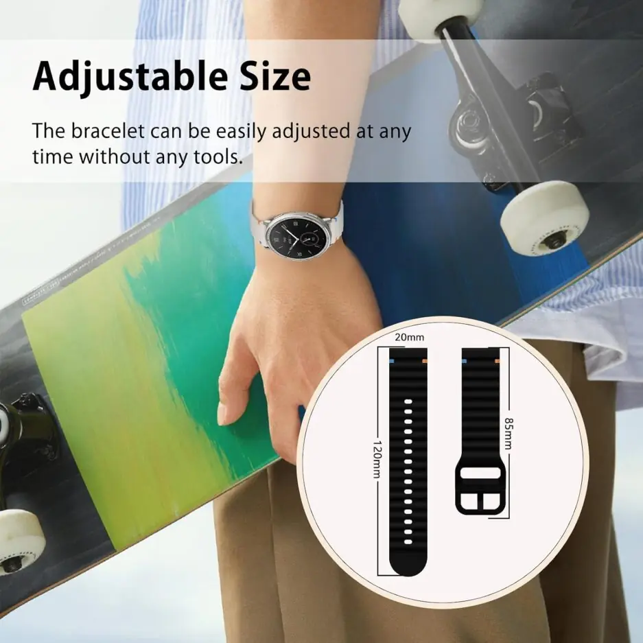 18mm Silicone Wave Band Replacement Strap for Huawei Watch GT 6/5/4 41mm, GT 5 Pro 42mm - 18 mm Sports Wristband for Garmin Venu 4 41mm/3S/2S, Forerunner 265S/255S, vivoactive...