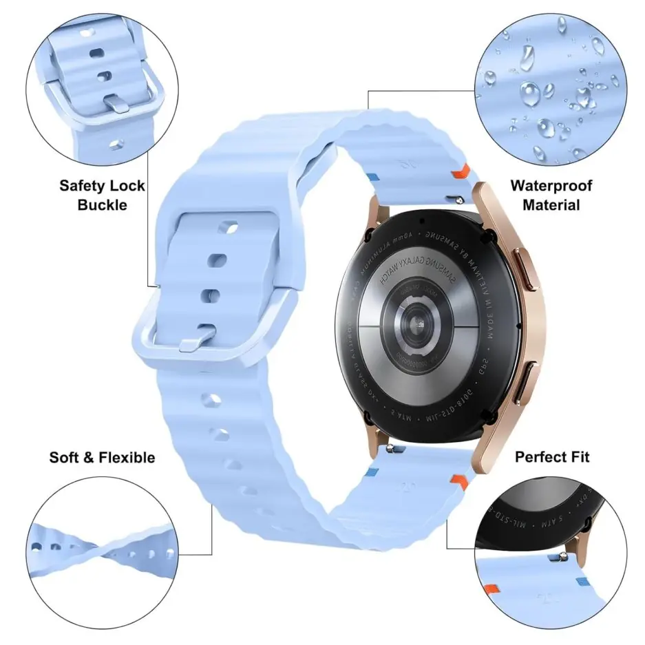 18mm Silicone Wave Band Replacement Strap for Huawei Watch GT 6/5/4 41mm, GT 5 Pro 42mm - 18 mm Sports Wristband for Garmin Venu 4 41mm/3S/2S, Forerunner 265S/255S, vivoactive...