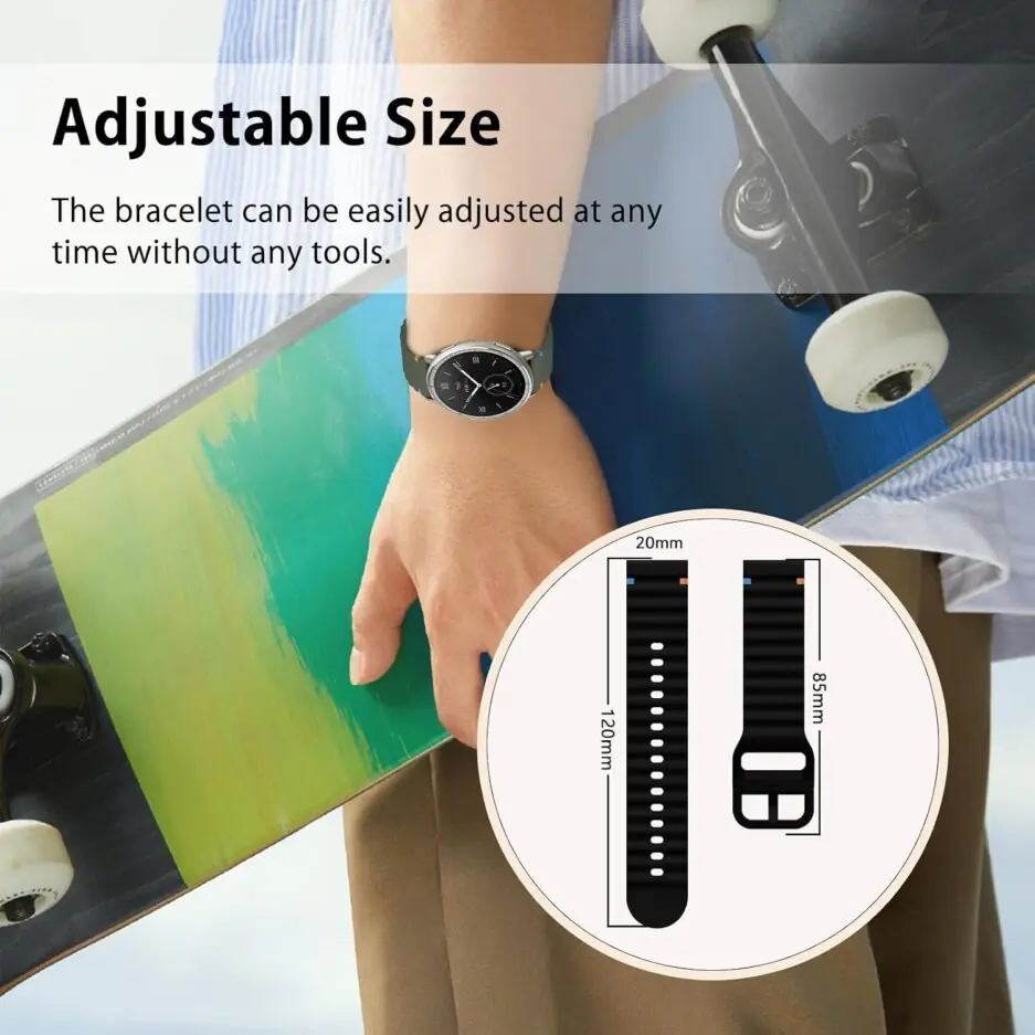 18mm Silicone Wave Band Replacement Strap for Huawei Watch GT 6/5/4 41mm, GT 5 Pro 42mm - 18 mm Sports Wristband for Garmin Venu 4 41mm/3S/2S, Forerunner 265S/255S, vivoactive...