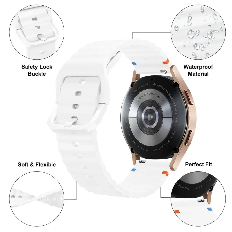 18mm Silicone Wave Band Replacement Strap for Huawei Watch GT 6/5/4 41mm, GT 5 Pro 42mm - 18 mm Sports Wristband for Garmin Venu 4 41mm/3S/2S, Forerunner 265S/255S, vivoactive...