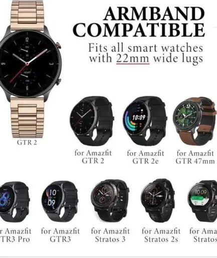 حزام معدني من الفولاذ المقاوم للصدأ 22 مم للأزياء متوافق مع ساعة هواوي GT2 / GT2 PRO / GT Runner / GT3 / GT3 Pro / GT4 / GT4 Pro / GT1 46 مم