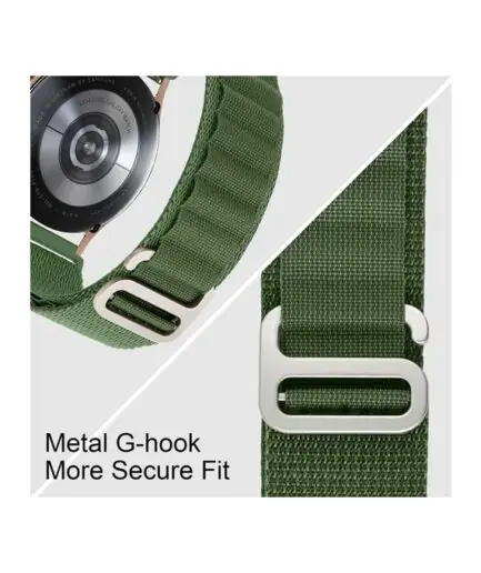 Alpine Loop 22mm متوافق مع Oraimo Watch R OSW23N- ساعة ذكية رياضية ، حزام نايلون رياضي متين مع خطاف تيتانيوم G أخضر زيتوني