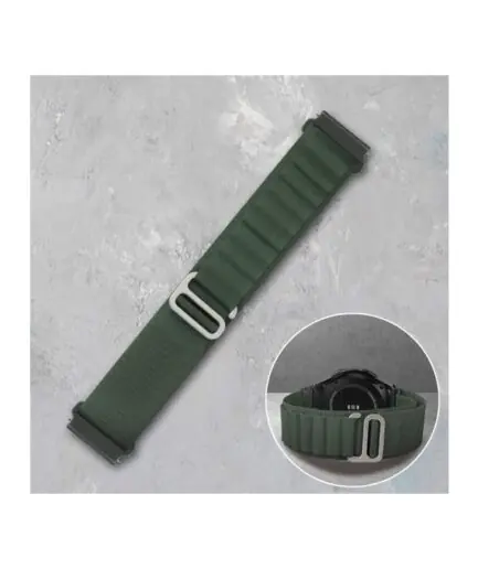 Alpine Loop 22mm متوافق مع Oraimo Watch R OSW23N- ساعة ذكية رياضية ، حزام نايلون رياضي متين مع خطاف تيتانيوم G أخضر زيتوني