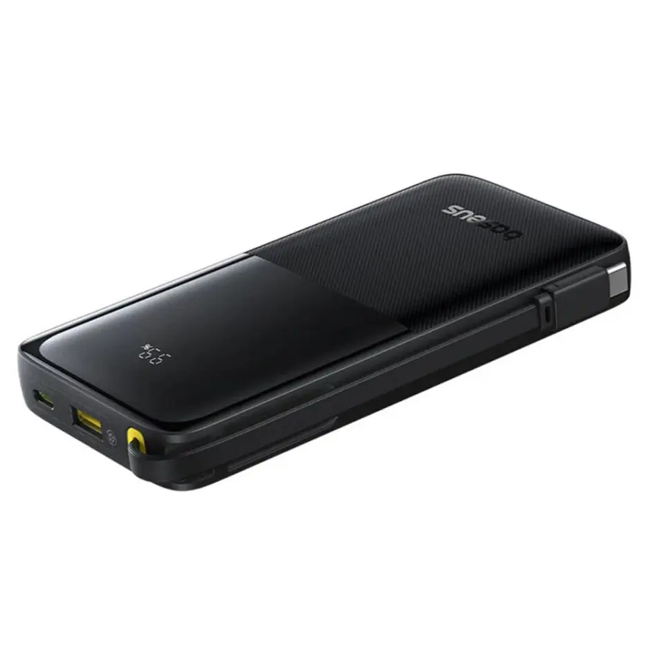 Baseus EnerFill FC51 Bipow 2 Pro PPBD2P-2022 Power Bank USB + Type-C 22.5W Fast Charging 20000mAh Built-in Type-C Cable - Black