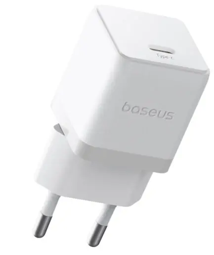 Baseus Palm CCZC20CE Mini Wall Charger PD Type-C + Type-C Cable 20W Fast Charging - White