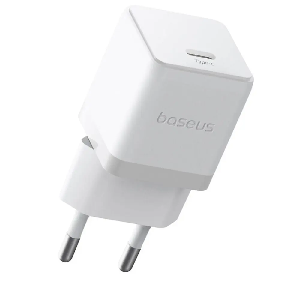 Baseus Palm CCZC20CE Mini Wall Charger PD Type-C + Type-C Cable 20W Fast Charging - White