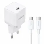 Baseus Palm CCZC20CE Mini Wall Charger PD Type-C + Type-C Cable 20W Fast Charging - White