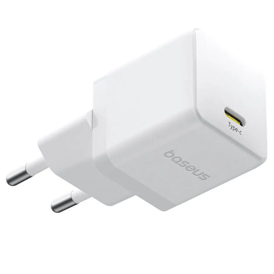 Baseus Palm CCZC20CE Mini Wall Charger PD Type-C + Type-C Cable 20W Fast Charging - White