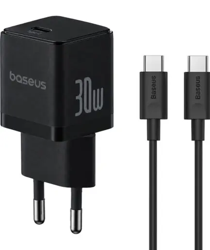 Baseus Palm CCZC30CE Mini Wall Charger PD Type-C + Type-C Cable 30W Fast Charging
