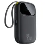 Baseus QPow 3 PPQD3-2040 Power Bank USB + Type-C 45W Fast Charging 20000mAh Built-in 2 Cables - Black