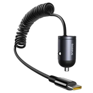 Baseus Tiny Star VCHXX-C-C Mini Car Charger Type-C With Built-in Type-C Cable 30W Fast Charging - Black