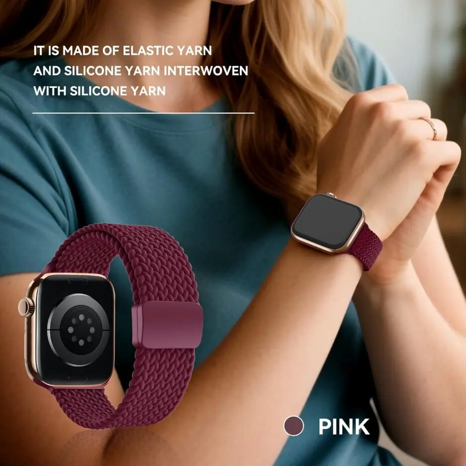 Dl3 Mobilak Sport Solo Loop Compatible with Apple Watch Band 42mm 44mm 45mm 46mm 49mm for Women Men,Magnetic Strap Stretchy Braided Wristband for iWatch Series 11 10 9 8 7 6 5 4...