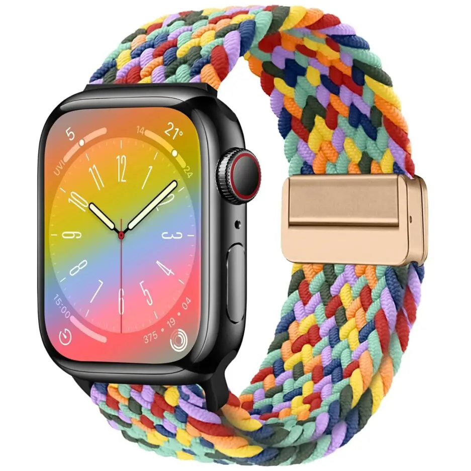 Dl3 Mobilak Sport Solo Loop Compatible with Apple Watch Band 42mm 44mm 45mm 46mm 49mm for Women Men,Magnetic Strap Stretchy Braided Wristband for iWatch Series 11 10 9 8 7 6 5 4...