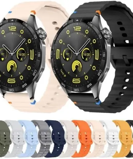 Next Store 22mm Silicone Wavy Watch Band Compatible with Samsung Galaxy Watch 3 45mm / Gear S3 / Huawei GT3 46mm / GT2E / Pro / GT4 GT5 GT6 46mm / Honor Magic Watch 2 46mm Quick...