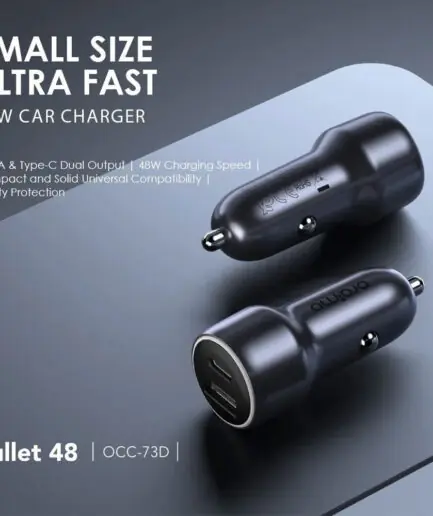 Oraimo Bullet 48 OCC-73D Car Charger Type-C + USB 48W Fast Charging - Black