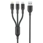 Oraimo Duraline 4 OCD-118MCL USB To Type-C + Micro + Lightning 3in1 Cable 3A 60W Fast Charging 1.2m - Black