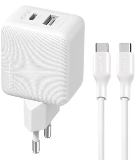 Oraimo PowerCube 201 OCW-5203ECC Wall Charger PD Type-C + USB + Type-C Cable 20W Fast Charging - White