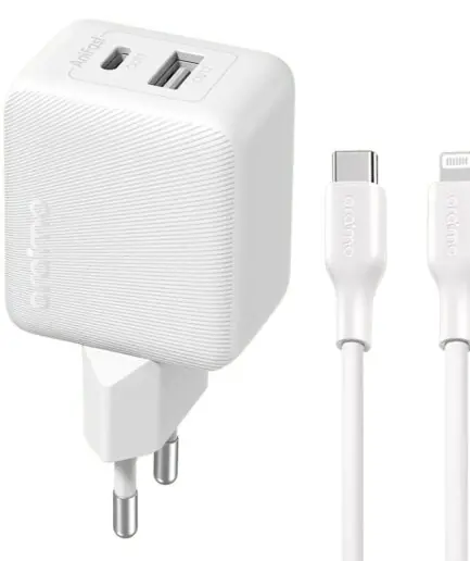 Oraimo PowerCube 201 OCW-5203ECL Wall Charger PD Type-C + USB + Lightning Cable 20W Fast Charging - White