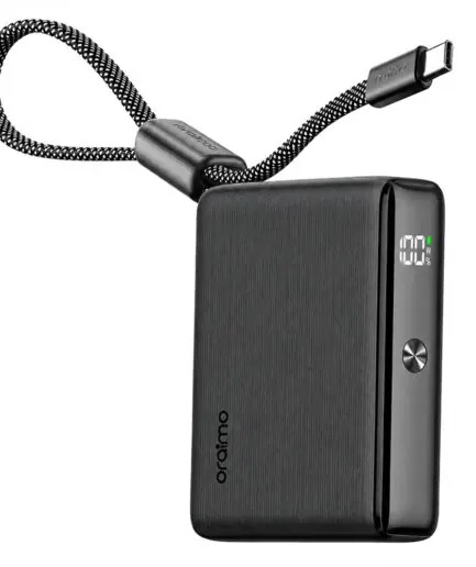 Oraimo PowerNova L21 OPB-7203C Power Bank USB + Type-C 30W Fast Charging 20000mAh Built-In Type-C Cable - Black