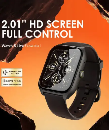 Oraimo Watch 5 Lite OSW-804 Smart Watch Black Case With Black Silicone Strap