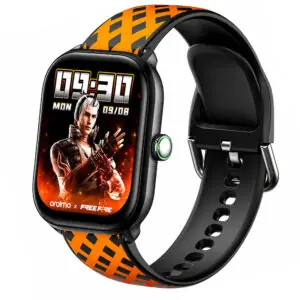 Oraimo Watch 6 HAYATO X Free Fire OSW-809 Smart Watch Black Case With Scarlet Red Silicone Strap