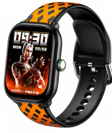 Oraimo Watch 6 HAYATO X Free Fire OSW-809 Smart Watch Black Case With Scarlet Red Silicone Strap