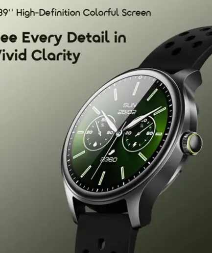 Oraimo Watch 6R OSW-823 Smart Watch Chrome Case With Black Silicone Strap