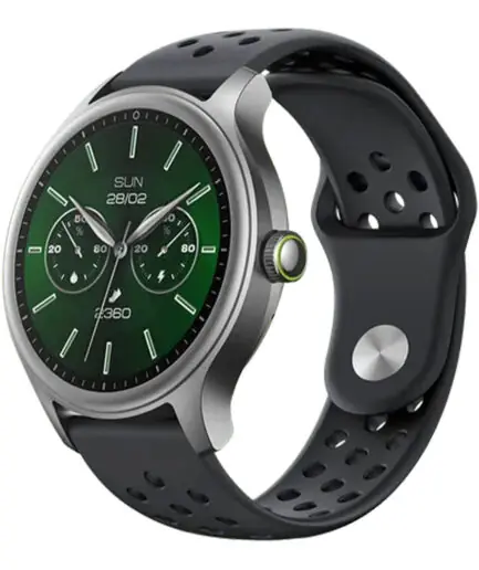Oraimo Watch 6R OSW-823 Smart Watch Chrome Case With Black Silicone Strap