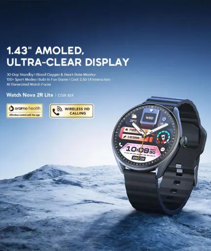 Oraimo Watch Nova 2R Lite OSW-824 Smart Watch Graphite Black Case With Black Silicone Strap