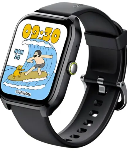 Oraimo X Tahilalats Watch 5 Max OSW-804 Smart Watch Chrome Case With Black Silicone Strap
