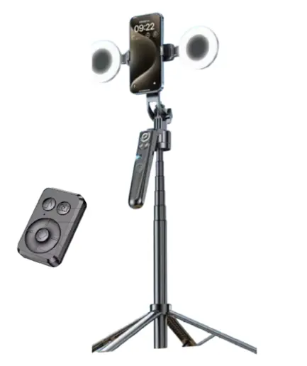 Plokama Auto-A7 Pro Face Tracking Selfie Stick - Tripod 1.8m With Remote Control & 2-LED Light