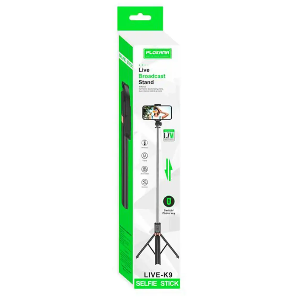 Plokama Live-K9 Selfie Stick Tripod 1.7M With Remote Control Plokama Live-K9 Selfie Stick Tripod 1.7M With Remote Control