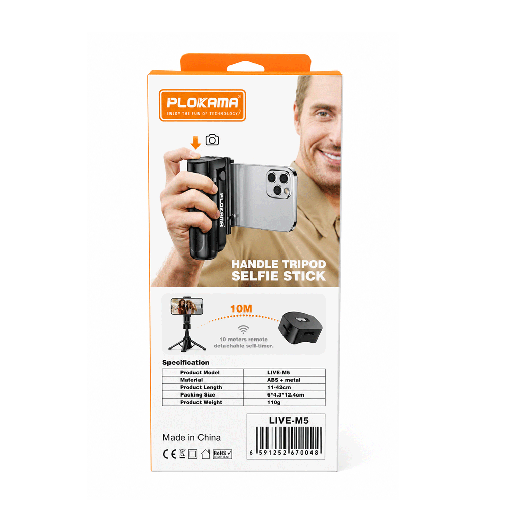 Plokama Live-M5 Selfie Stick - Tripod 42cm with Remote Control Plokama Live-M5 Selfie Stick - Tripod 42cm with Remote Control