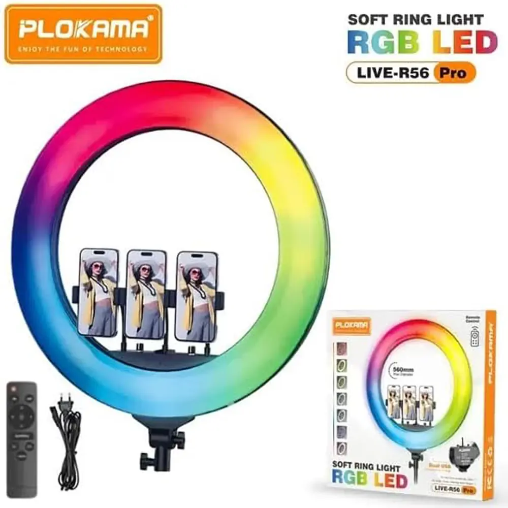 Plokama Live-R56 Pro RGB Ring Light 560mm With Remote Control Plokama Live-R56 Pro RGB Ring Light 560mm With Remote Control