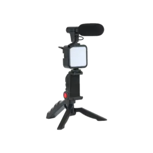Plokama PK-771 مجموعة أدوات صناعة الفيديو 5 في 1 (حامل ثلاثي ترايبود - إضاءة تصوير LED احترافية 6.5cm - Microphone - Phone Holder - Remote Control)