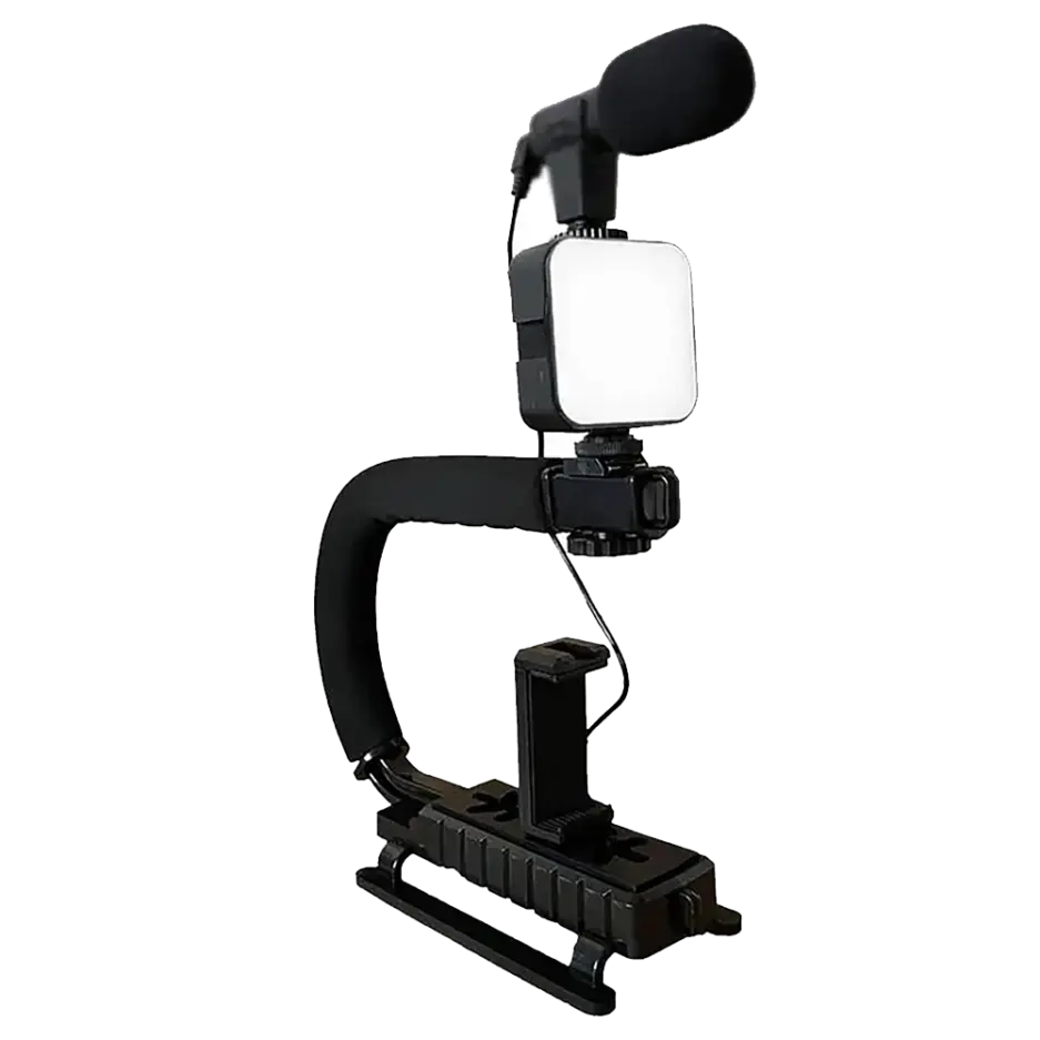 Plokama PK-777 Video Making KIT 5 in 1 (Tripod - LED Light 6.5cm - Microphone - Phone Holder - Remote Control)