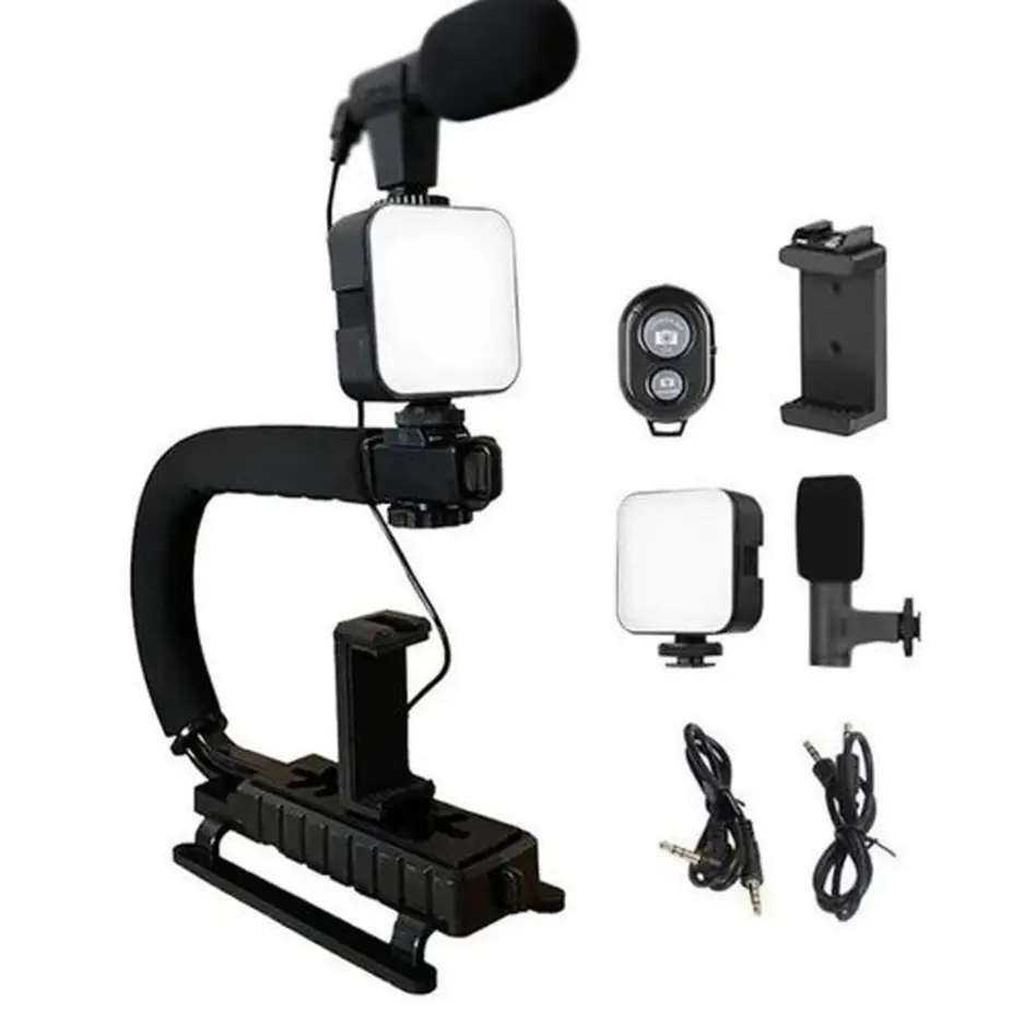 Plokama PK-777 Video Making KIT 5 in 1 (Tripod - LED Light 6.5cm - Microphone - Phone Holder - Remote Control)