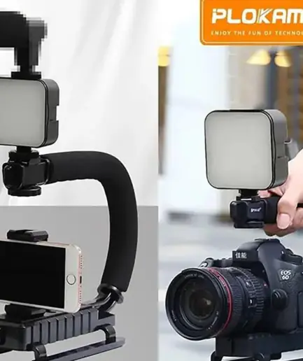 Plokama PK-777 Video Making KIT 5 in 1 (Tripod - LED Light 6.5cm - Microphone - Phone Holder - Remote Control)