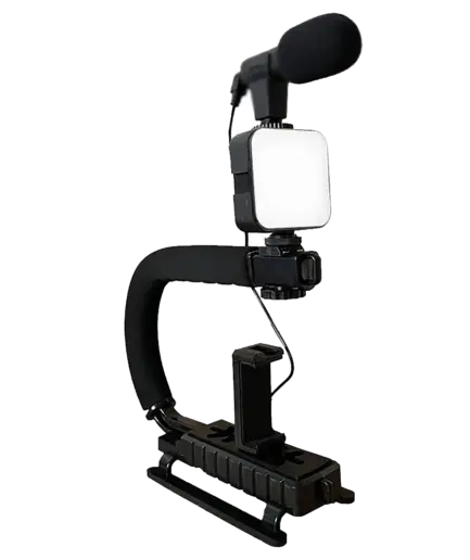 Plokama PK-777 Video Making KIT 5 in 1 (Tripod - LED Light 6.5cm - Microphone - Phone Holder - Remote Control)