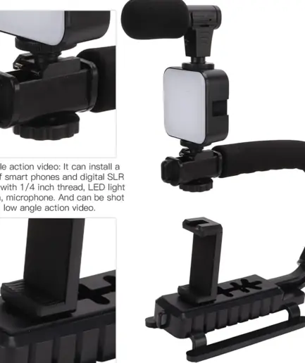 Plokama PK-777 Video Making KIT 5 in 1 (Tripod - LED Light 6.5cm - Microphone - Phone Holder - Remote Control)