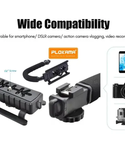 Plokama PK-777 Video Making KIT 5 in 1 (Tripod - LED Light 6.5cm - Microphone - Phone Holder - Remote Control)
