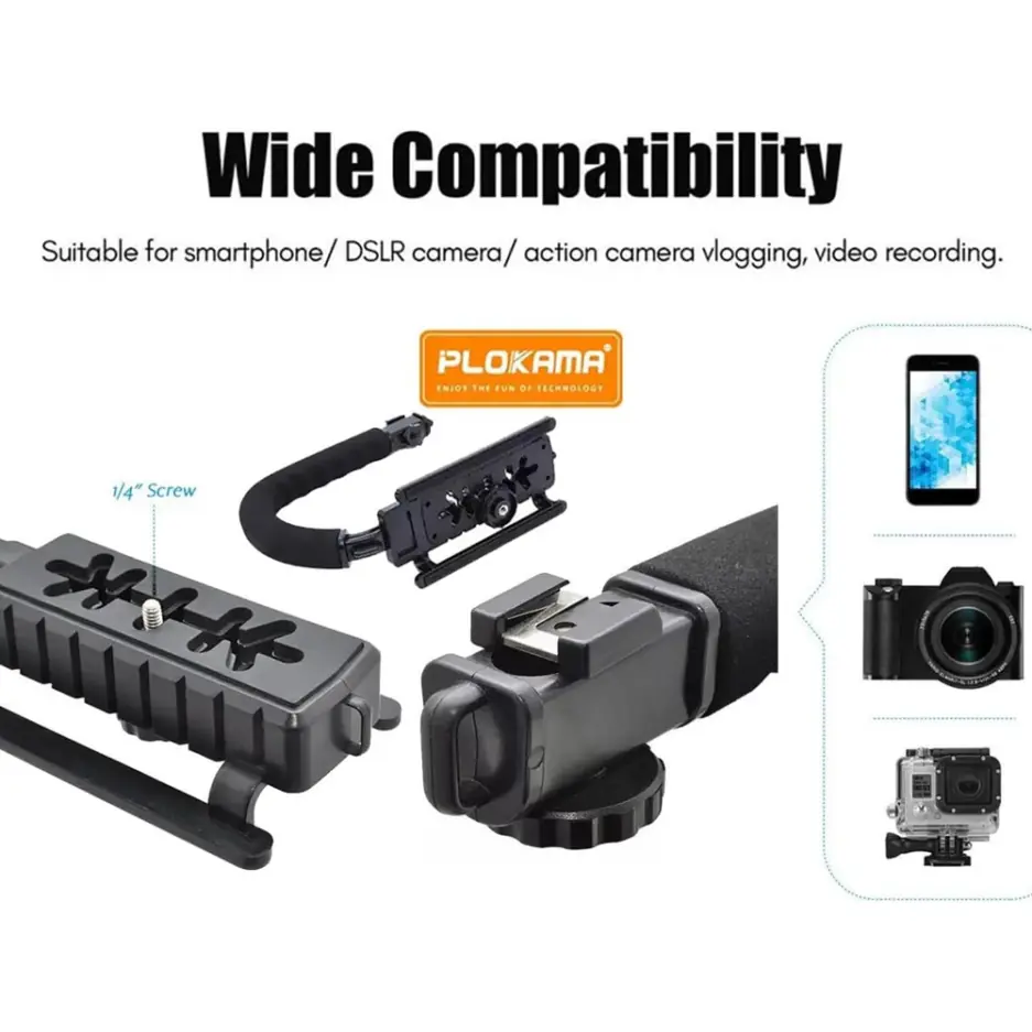 Plokama PK-777 Video Making KIT 5 in 1 (Tripod - LED Light 6.5cm - Microphone - Phone Holder - Remote Control)