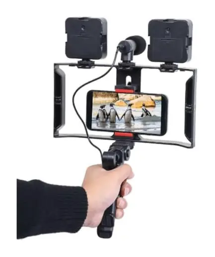 Plokama PK-778 Video Making KIT 5 in 1 (Tripod - LED Light 6.5cm - Microphone - Phone Holder - Remote Control)