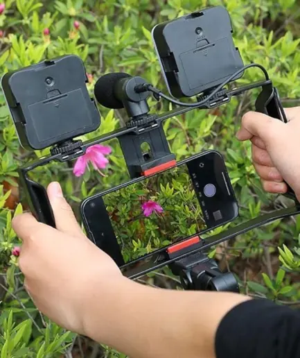 Plokama PK-778 Video Making KIT 5 in 1 (Tripod - LED Light 6.5cm - Microphone - Phone Holder - Remote Control)