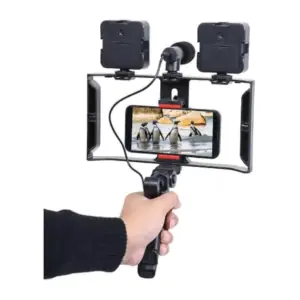 Plokama PK-778 مجموعة أدوات صناعة الفيديو 5 في 1 (حامل ثلاثي ترايبود - إضاءة تصوير LED احترافية 6.5cm - Microphone - Phone Holder - Remote Control)