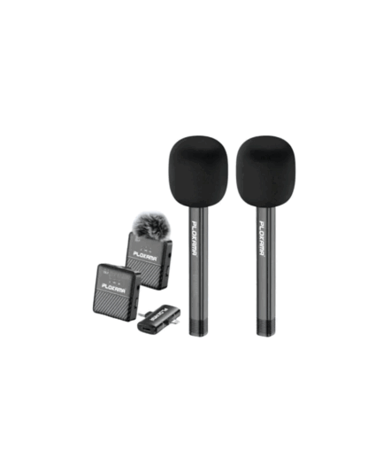 Plokama WM-60 Combo 2.4 GHz Dual (Lightning - Type-C) Wireless Remote Lavalier Microphone & Handle Stick